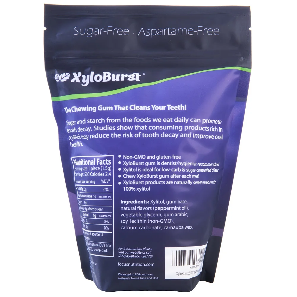 XyloBurst Sugar Free Xylitol Peppermint Gum 500 ct. Bag