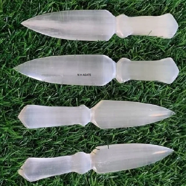 Оптовая продажа белый селенитовый нож из натурального драгоценного камня купить от Nh AGATE
