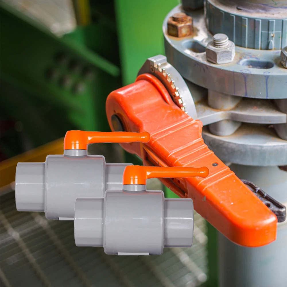 BALL Structure Water Media General Application Hand Operated Plastic Valve With Orange Handle Big Size