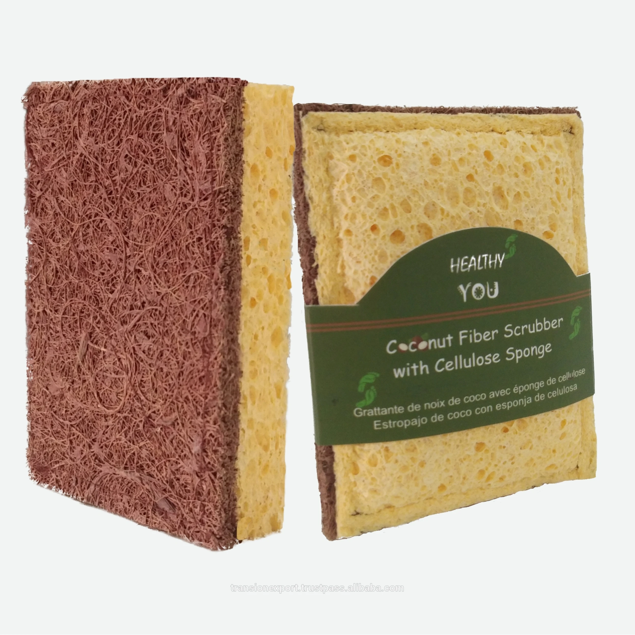 COCO FIBER SCOURING PADS FOR Biodegradable Natural Kitchen Sponge Compostable Cellulose and Coconut Walnut Scrubber Sponge