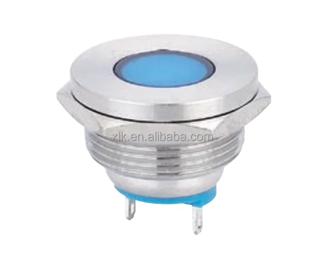  IN92 22mm green LED metal pilot lamp flat round indicator