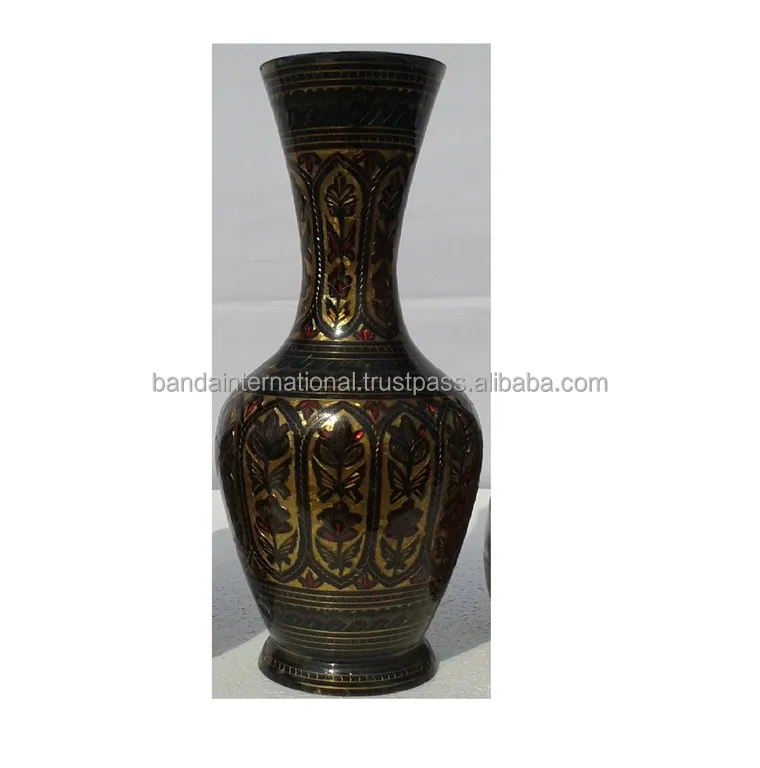 Indian Hand Craved Brass Flower Vase For Wedding Decoration Hot Selling Metal Flower Pot