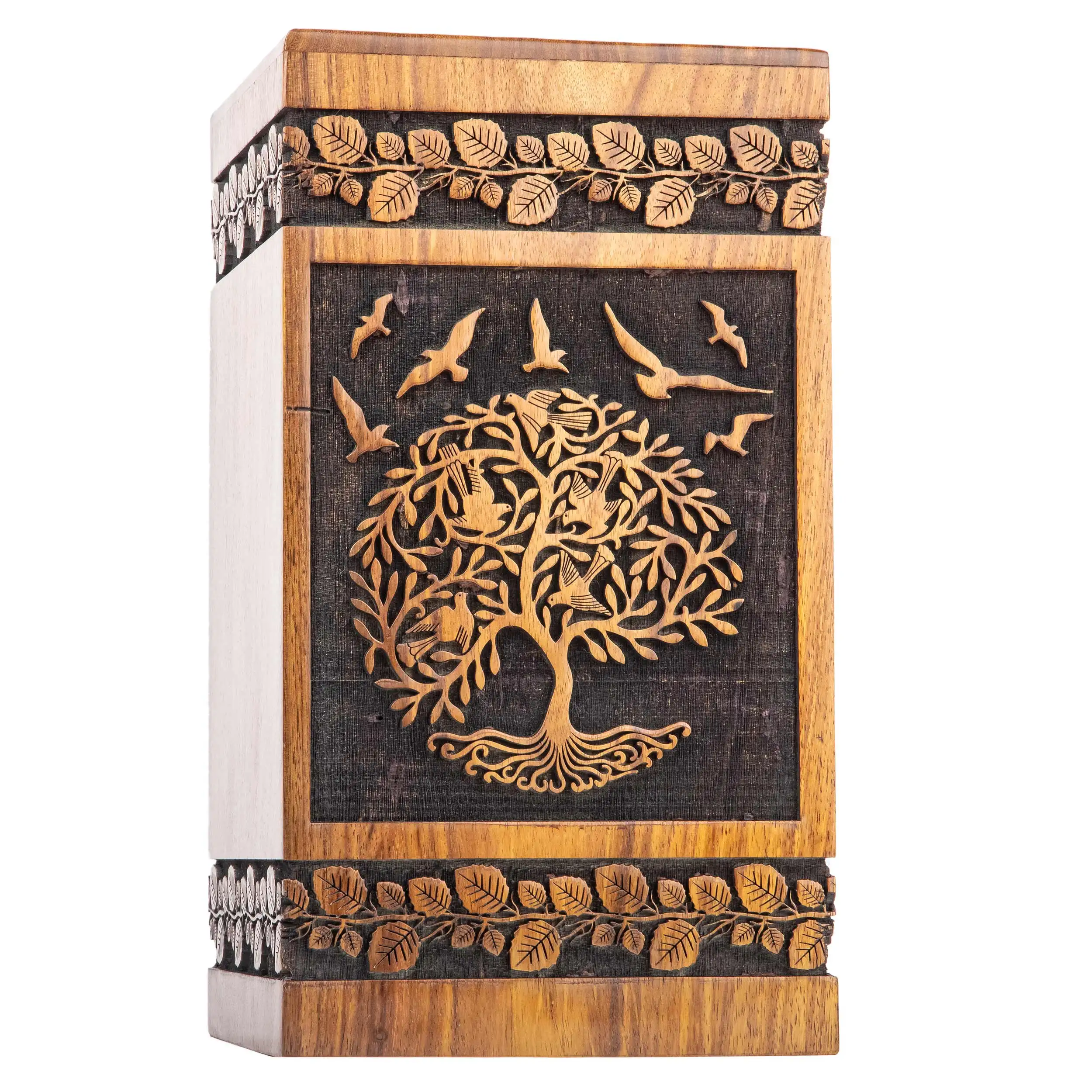 Rosewood Tree of Life Cremation Wooden Urns for Human Ashes - Adult Large Urn for Ashes