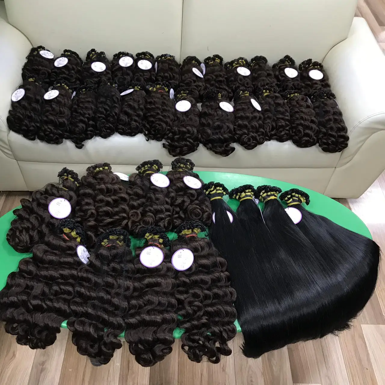 Плоские накладные волосы натуральные европейские двойные Remy вьющиеся