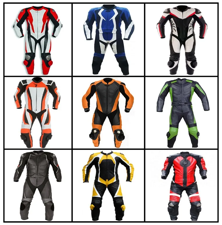 One-piece Motorcycle Racing Suit Genuine Leather Cowhide Motocross Jacket Pants With Protectors Knee Sliders