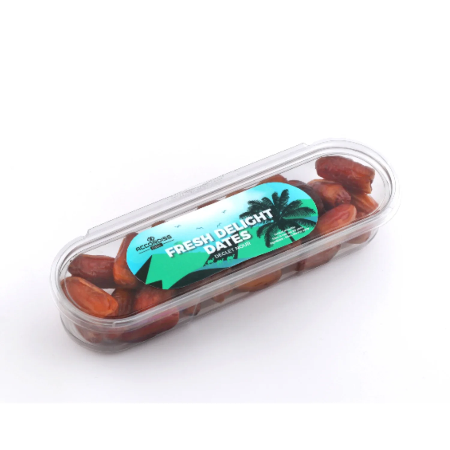 
Hight quality processed dates Deglet Noor safety locked trays 225gr 