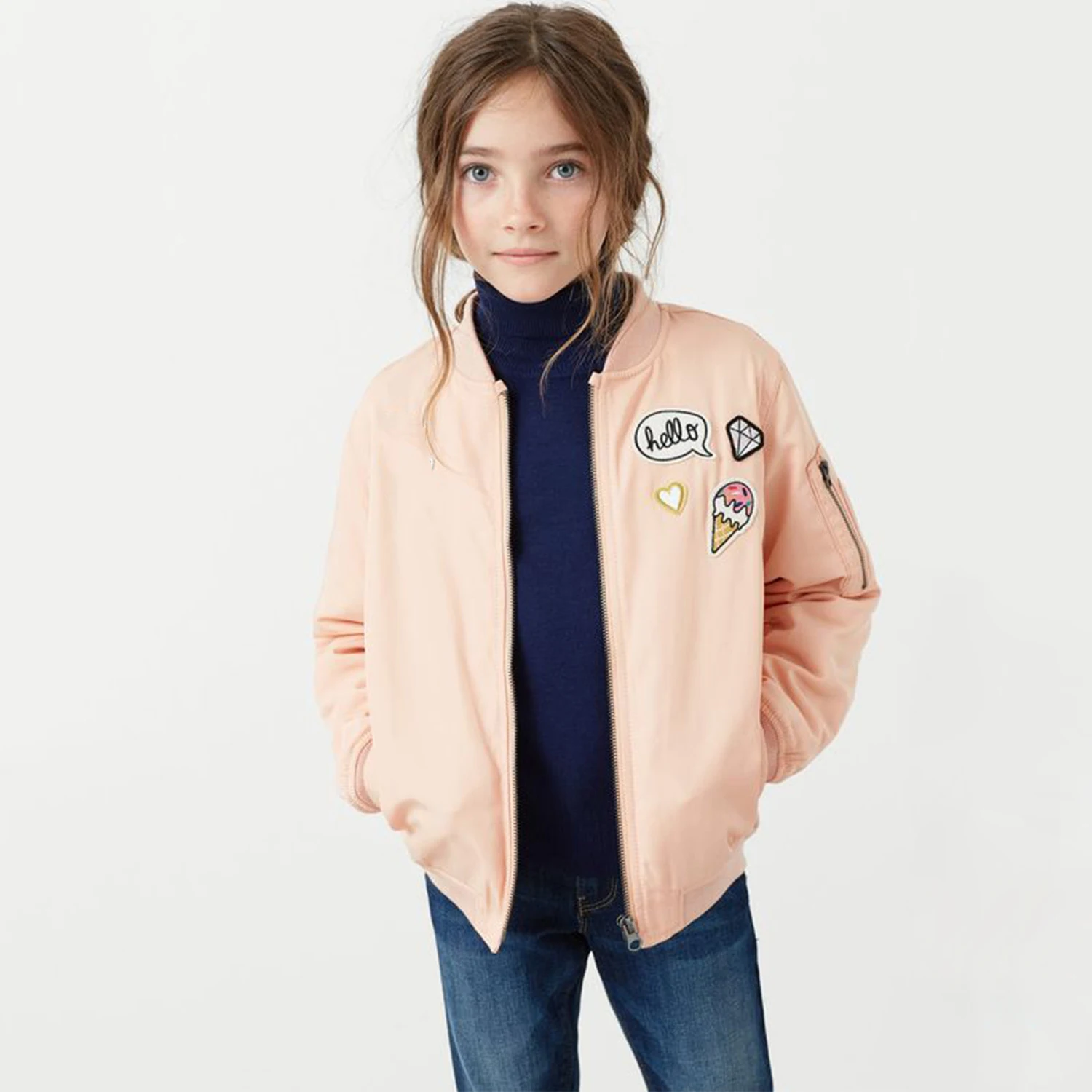 Kids Bomber Jacket suede bomber jacket white brown bomber jacket  Made by Antom Enterprises