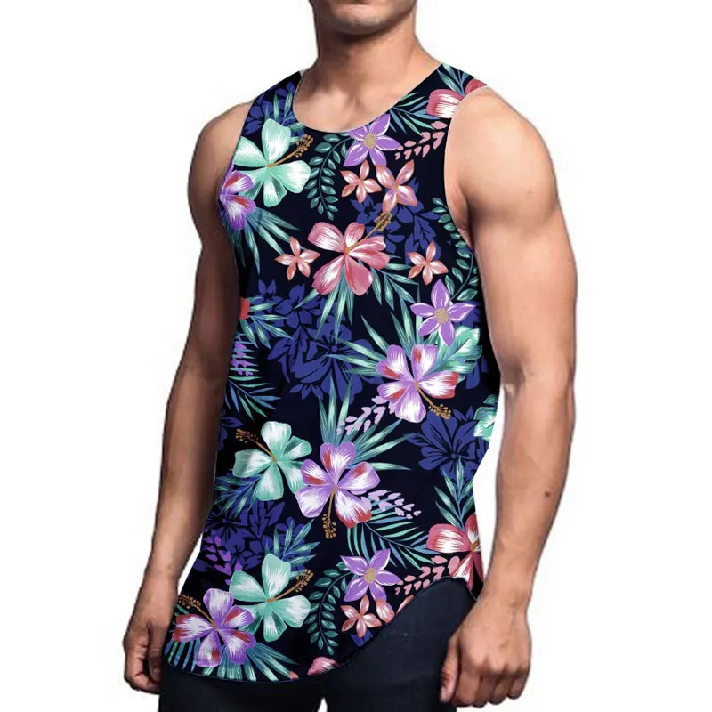 
Wholesale Sublimation Printed Tank Top Your Own Cheap Price Tank Top Cotton Polyester Men Tank Top 
