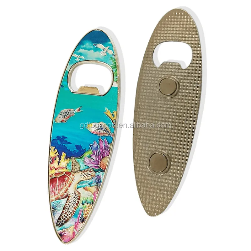 Logoson Mexico Souvenirs Custom Surfboard Fridge Magnet Foil Metal Los Cabos Bottle Opener