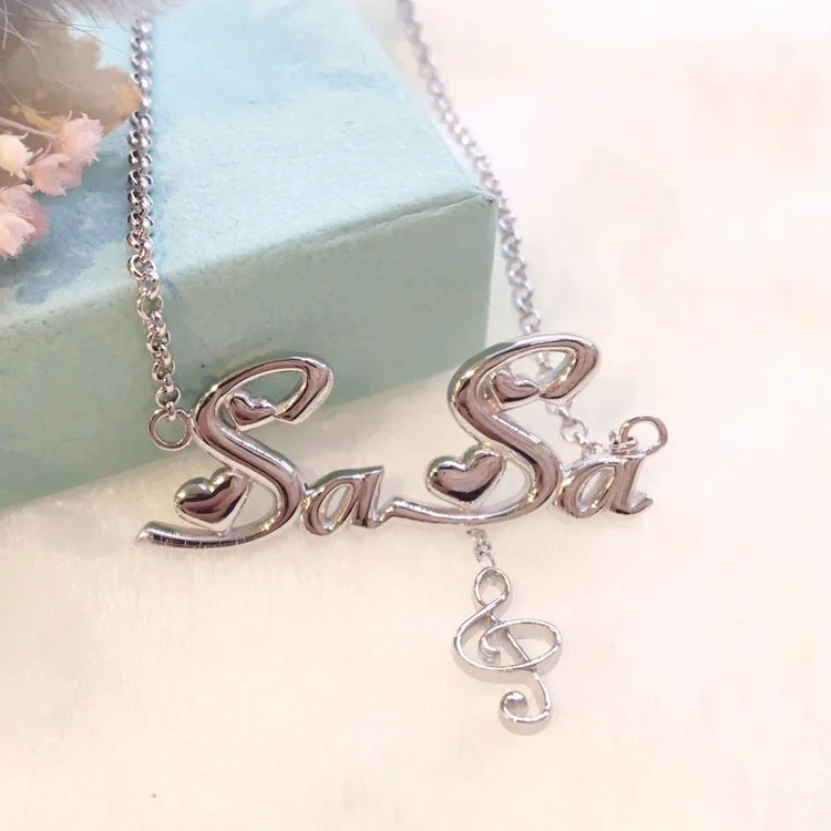stainless steel custom name necklace made cuban gold dropship necklaces plate personalised with initial names crystal hip hop