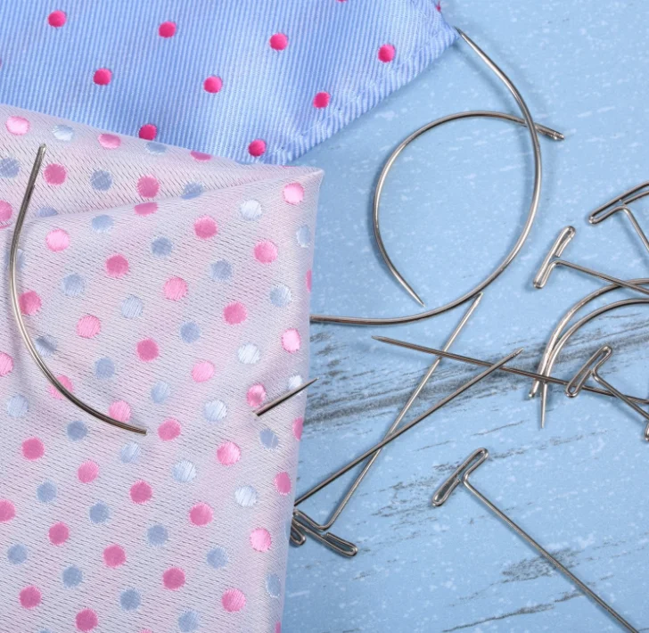 70 Pieces Stainless Steel Wig T Pins & C Curved Needles Set Hair Weave Needles For Wig Making