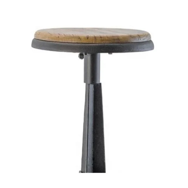 Industrial Cast Iron Urban Bar Stool, Vintage Industrial Cast Iron Bar Stool Base With Reclaimed Wood Seat