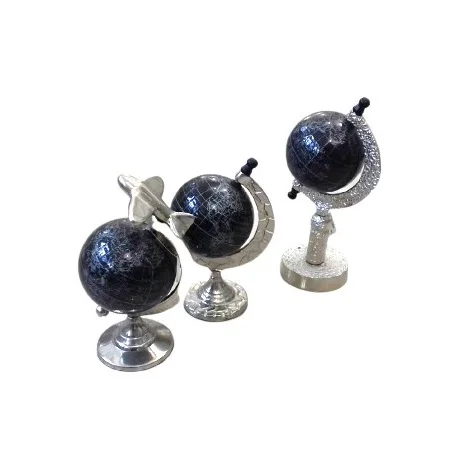 SET OF 3 BLACK AND SILVER DECORATIVE METAL