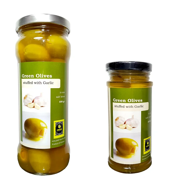  Highly Recommended Garlic Stuffed Green Olives In Small size - 230 gr Halkidiki Greece