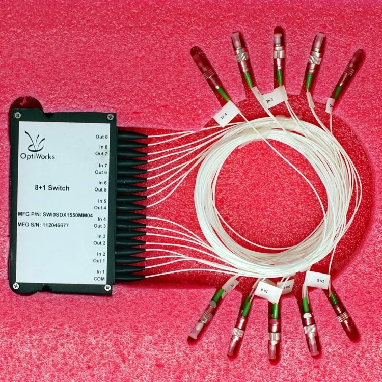 
8+1 Optic Switch Module FC/PC 1550nm Latch SMF 900um Optical Fiber Mechanical Switch 