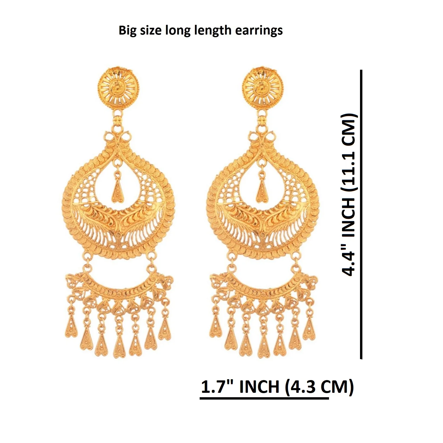 Indian Wholesale Jewellery Traditional Earrings Jewelry Gold Plated Big Chandelier Dangle Earrings Set For Women