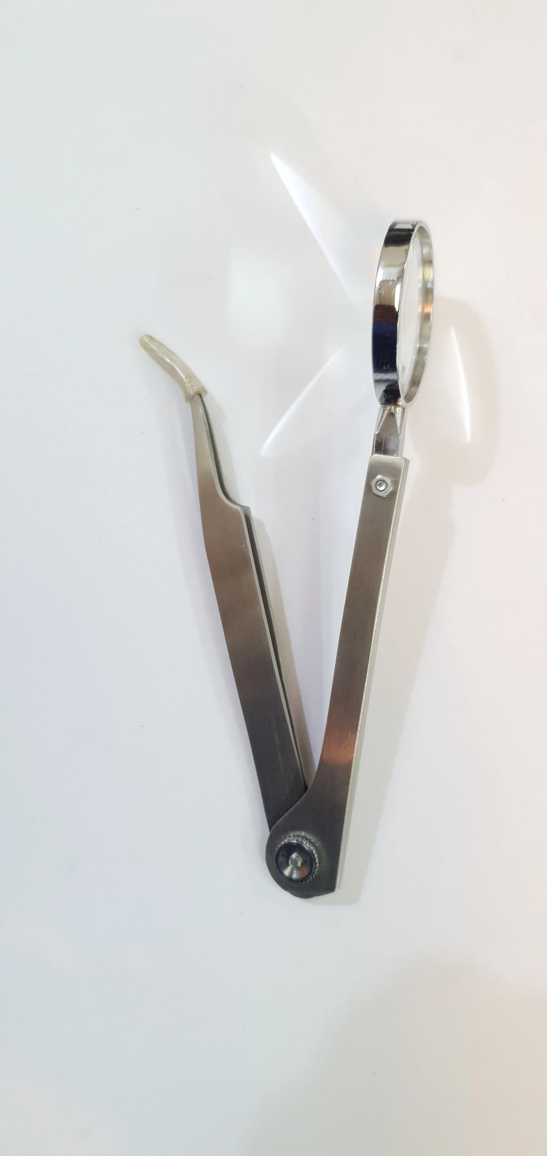 Magnifying Tweezers Splinter Tweezers Forceps with Magnifying Glass 5X Handheld Magnifier Tweezers Portable Repairing Loupe Tool