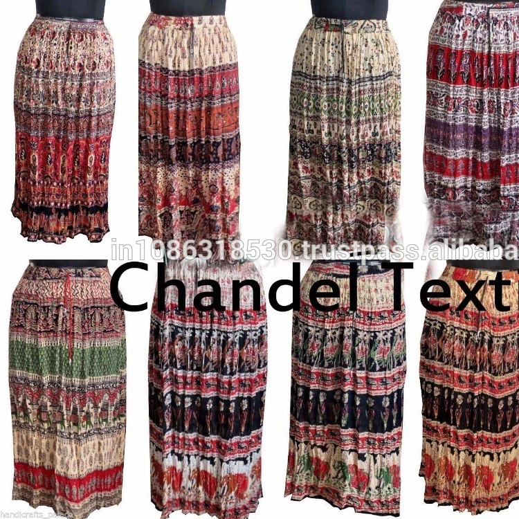 Batik Animals Elastic Waist Long Skirt Dress Skirt handprinted long jupe falda Hippie Boho Gypsy Tribal Tribal Indian gypsy kjol