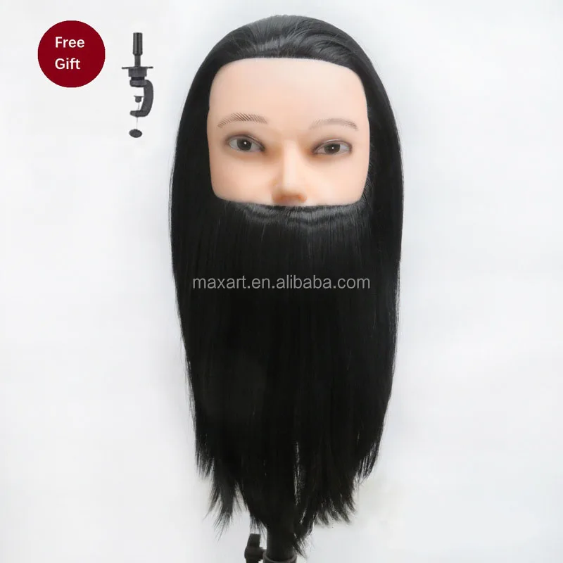 
Cheap Men Mannequin Training Dummy Doll Head with Synthetic hair for Hairdresser practice Hair Styling (Clamp Included) 