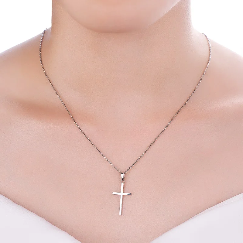 Религиозное Ювелирное Украшение христианское крещение подарок 925 стерлингового серебра простой кулон 22*12 8 Крест Пара крест ожерелье цепь
