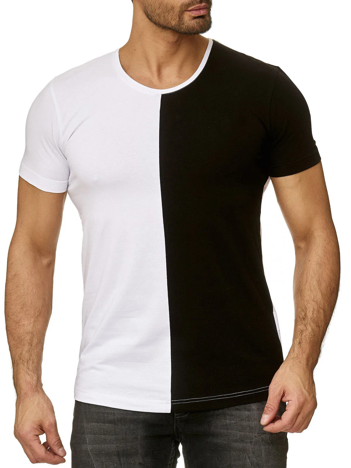 Оригинальный производитель двухцветная хлопковая Футболка Pima с круглым вырезом реглан