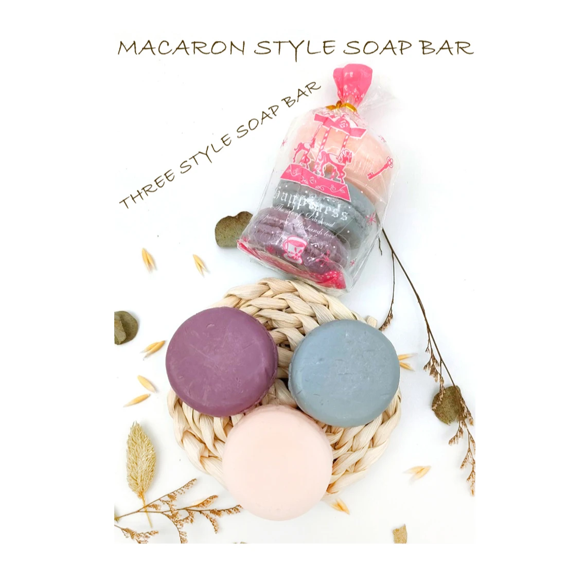 Macaron style cute natural handmade mini whitening bar soap set hotel