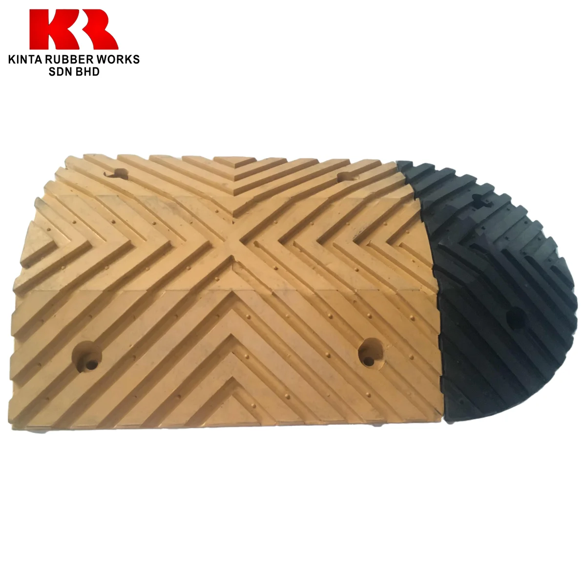 Factory Sales Thickness 75MM Black Amber Rubber Speed Hump for Heavy Duty Vehicles, Lorry and Trucks Passing Road