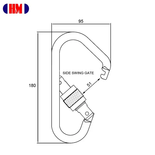 Industrial Safety Large CE EN 362 Steel Screw Hook