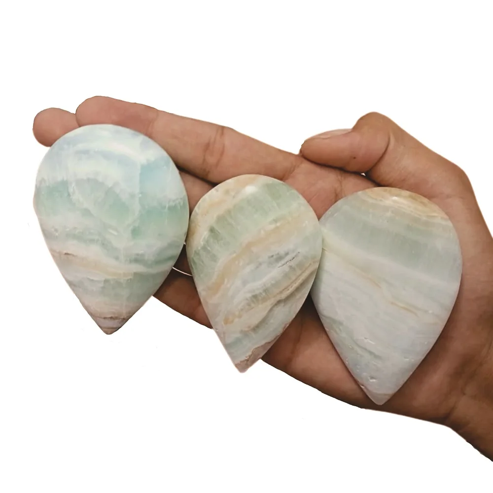 Высококачественный натуральный голубой кальцит ручной работы, образец слезы, полированный драгоценный камень OEM, лечебный кристалл, ремесло из Пакистана.