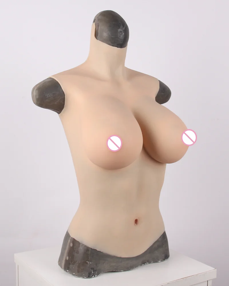 Хэллоуин чашка G половина тела Высокий воротник пригодный для носки Реалистичный искусственный твердый силиконовый боди для груди для шлема