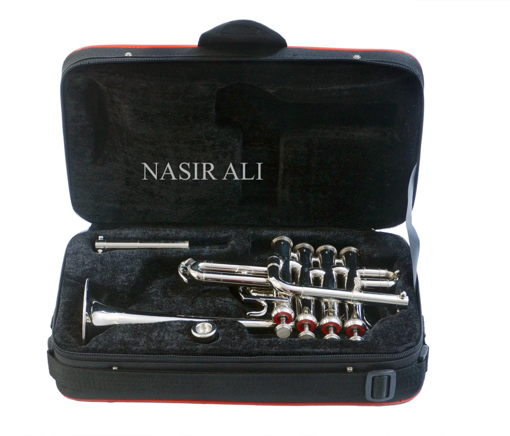 NASIR ALI BEAUTIFUL Piccolo Trumpet Nickel New Brass And Wind Musical Instrument For Decoration Made In India
