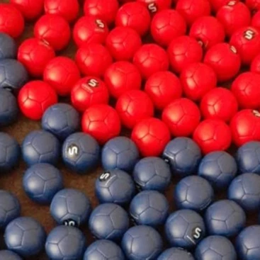 Boccia referee kit and Balls Set with carrying Bag 6 Red 6 Blue 1 White Ball with custom logo on each and carrying bag
