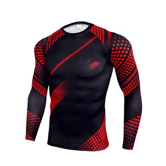 Men Long Sleeve Compression Rash Guard Shirt for MMA, BJJ, Wrestling Grappling Jiu Jitsu Training Gear Fight Wear