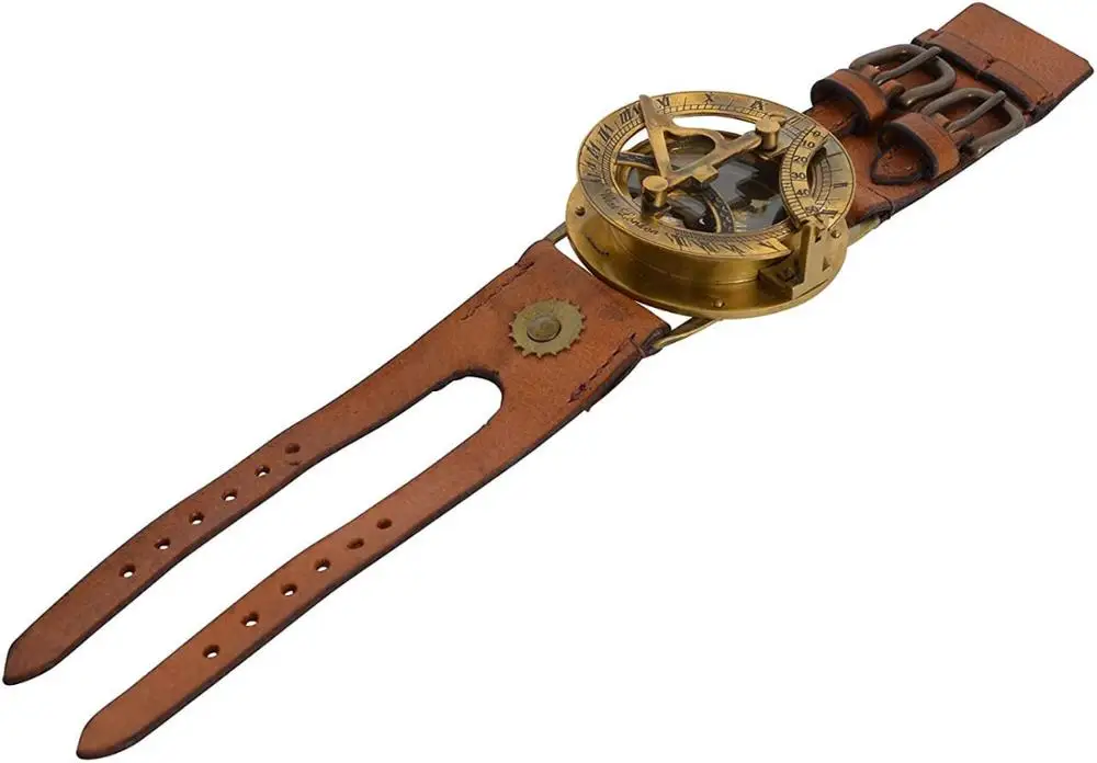 Magnetic Steampunk Sundial Compass Real Leather Wrist Watch Wrist Band Wrist Sundial Compass Steampunk Watch