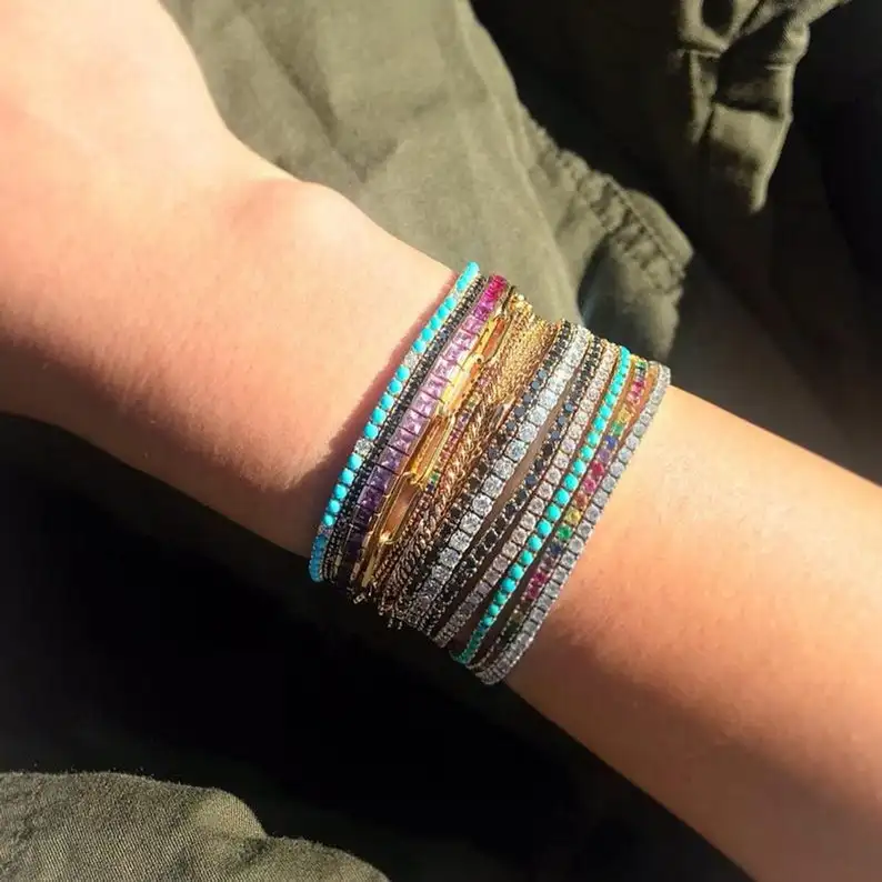 Браслет с бриллиантами для тенниса браслет бирюзовым камнем 14 к золотом бирюзовые браслеты ювелирные изделия ручной работы