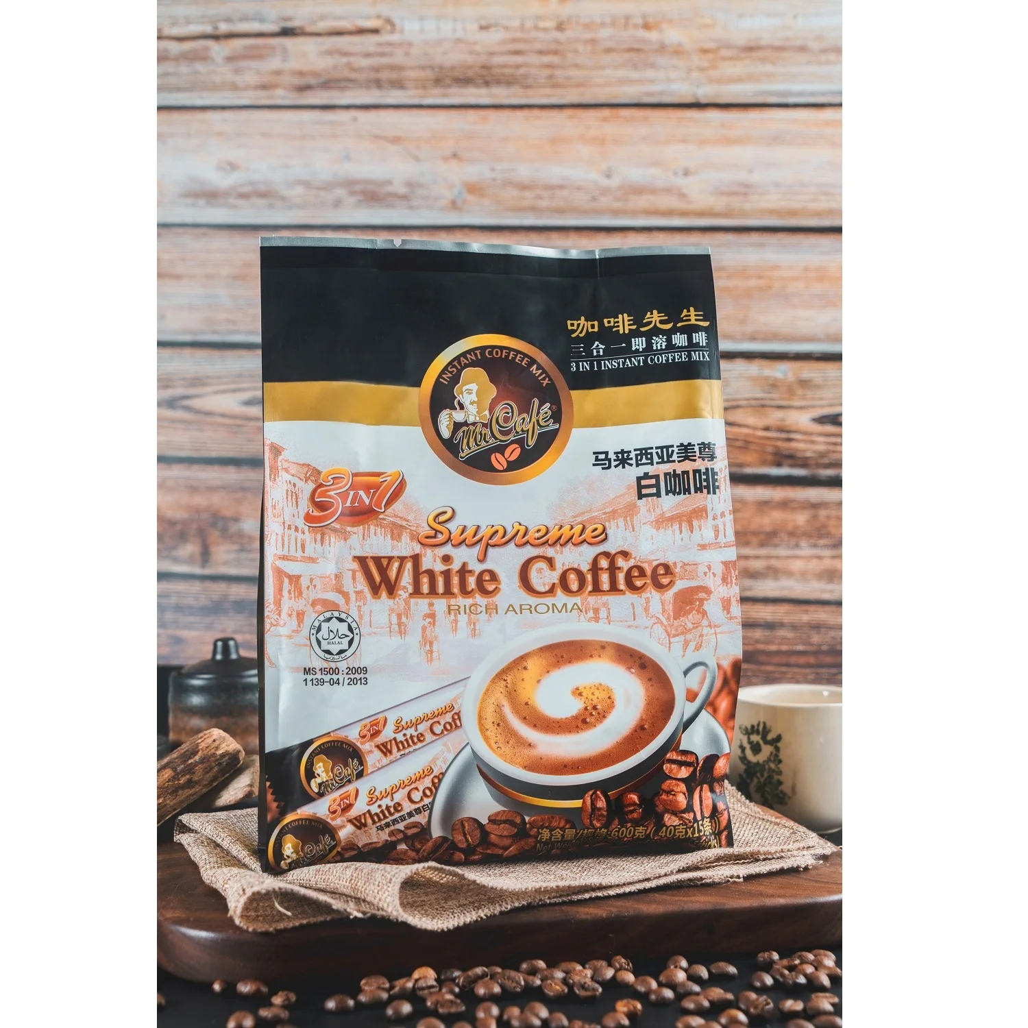 Best Selling Spray Dried Sweet Caffeinated Energize Sugar Cream MR CAFE 3 in 1 Instant White Coffee 40g x 15s x 20p