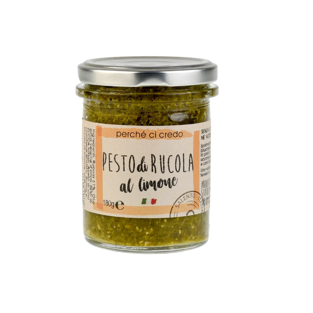 Итальянская Высококачественная ракета Песто с лимонным соком. Ручная работа без консервантов. Читаемый, банка 180 г