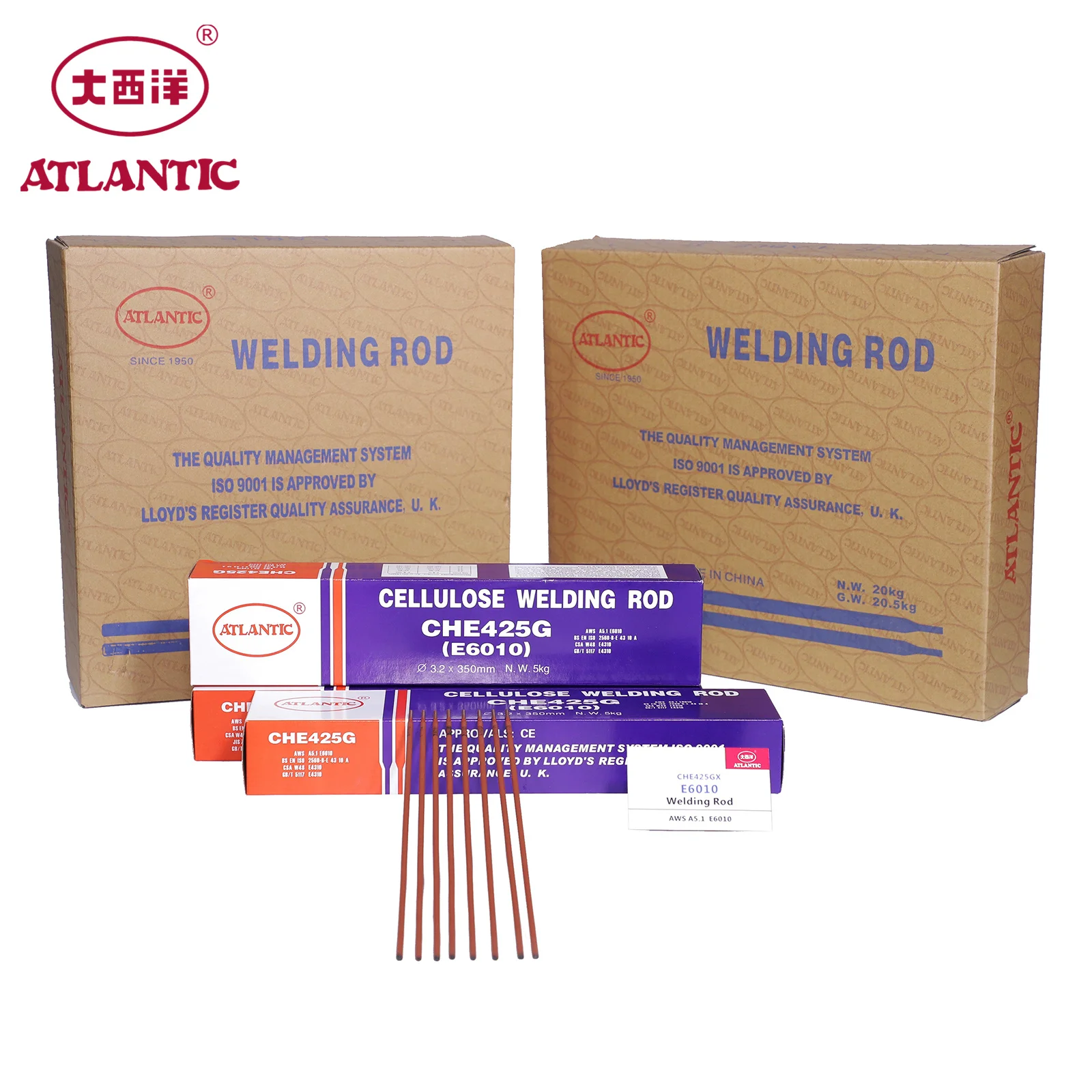 ATLANTIC 75 Years AWS A5.1CHE425GX E6010 Kinds Of Vertical-down Covered Mild Steels Welding Rods