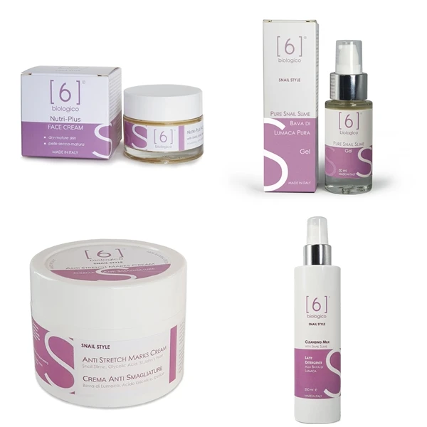 Italian Cosmetics Line of Snail Slime Skin Care Body and Face Creams