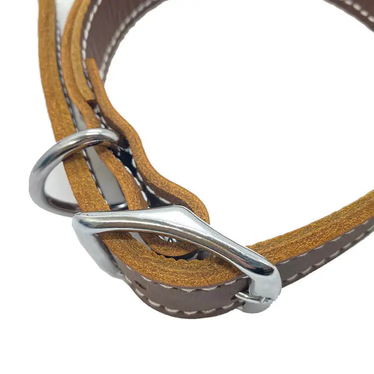 Full Grain Cowhide Natural Adjustable Comfort Outdoor Solid 100% leather dog collar luxury