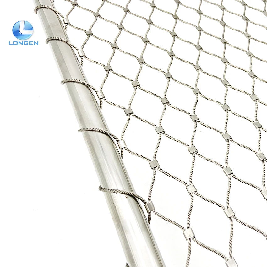 Ferruled Type Flexible Stainless Steel Wire Rope Bird Aviary Mesh Fencing Panels For Zoo Netting