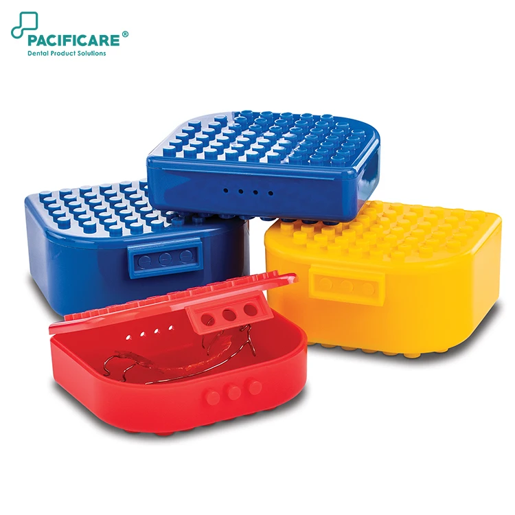 Large lego building Yellow Denture Custom Retainer Case