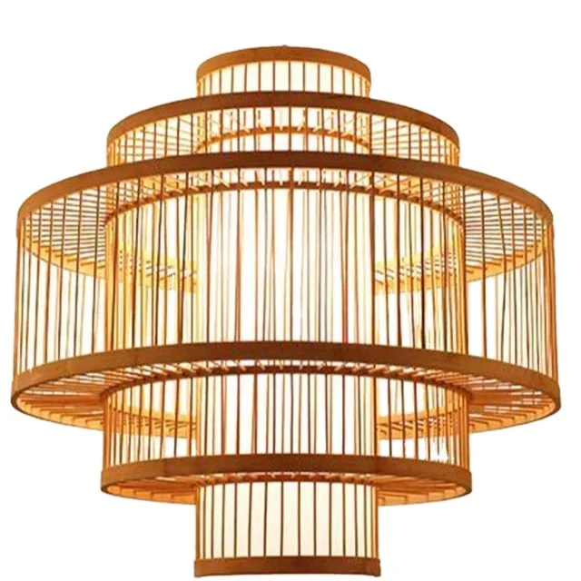 Best Seller 3 Layers Bamboo Lampshade Creative Design Modern Japanese Chinese Traditional Farmhouse Home Rattan Lampshade Frames