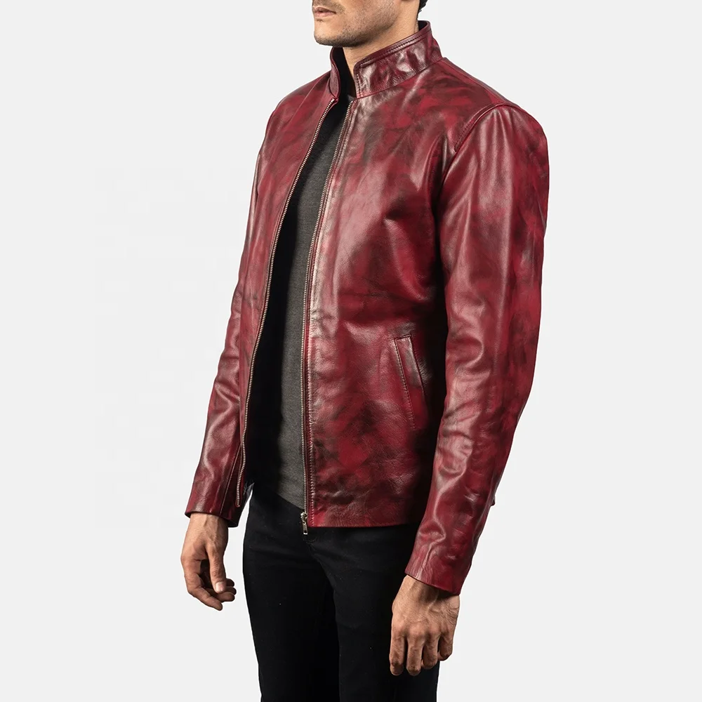 MENS DISTRESSED CASUAL BIKER GENUINE LEATHER JACKET RETRO MOTOR BIKE MOTORCYCLE LEATHER JACKET VINTAGE REAL LEATHER JACKET OEM