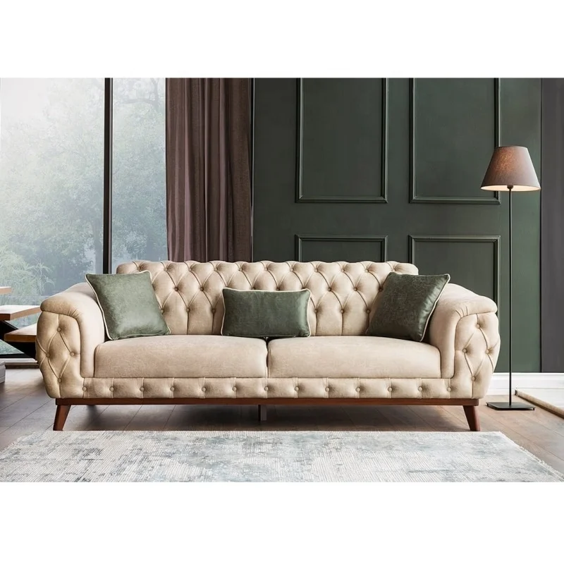 
IDER TLOS SOFA SET (Modern, Button Tufted, Minimal, Chic, Economic, High Quality, Color Option Living Room Back Folded Sofa Set) 