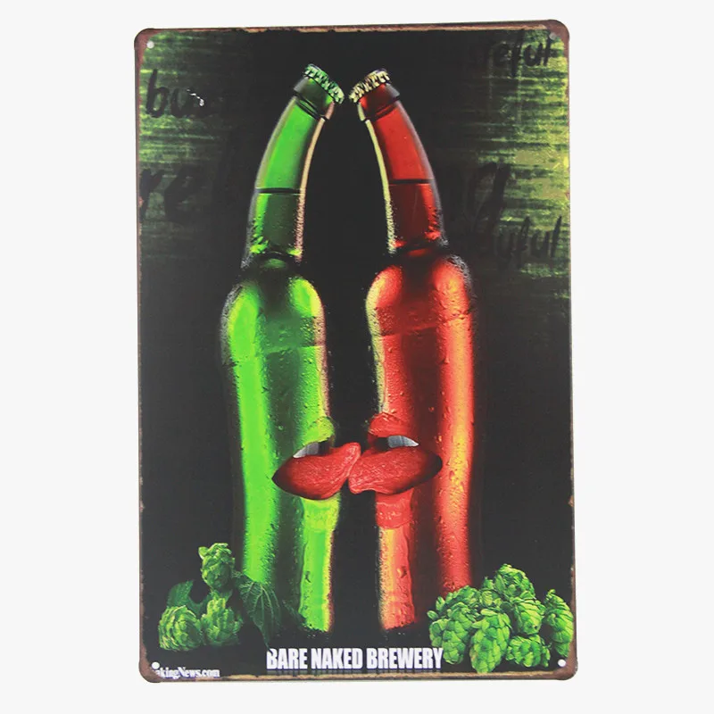 New Fashion Beer Bar Pub Art Wall Decor Plate Wine Bottle Signs Vintage Drink Beer Metallic Tin Signs