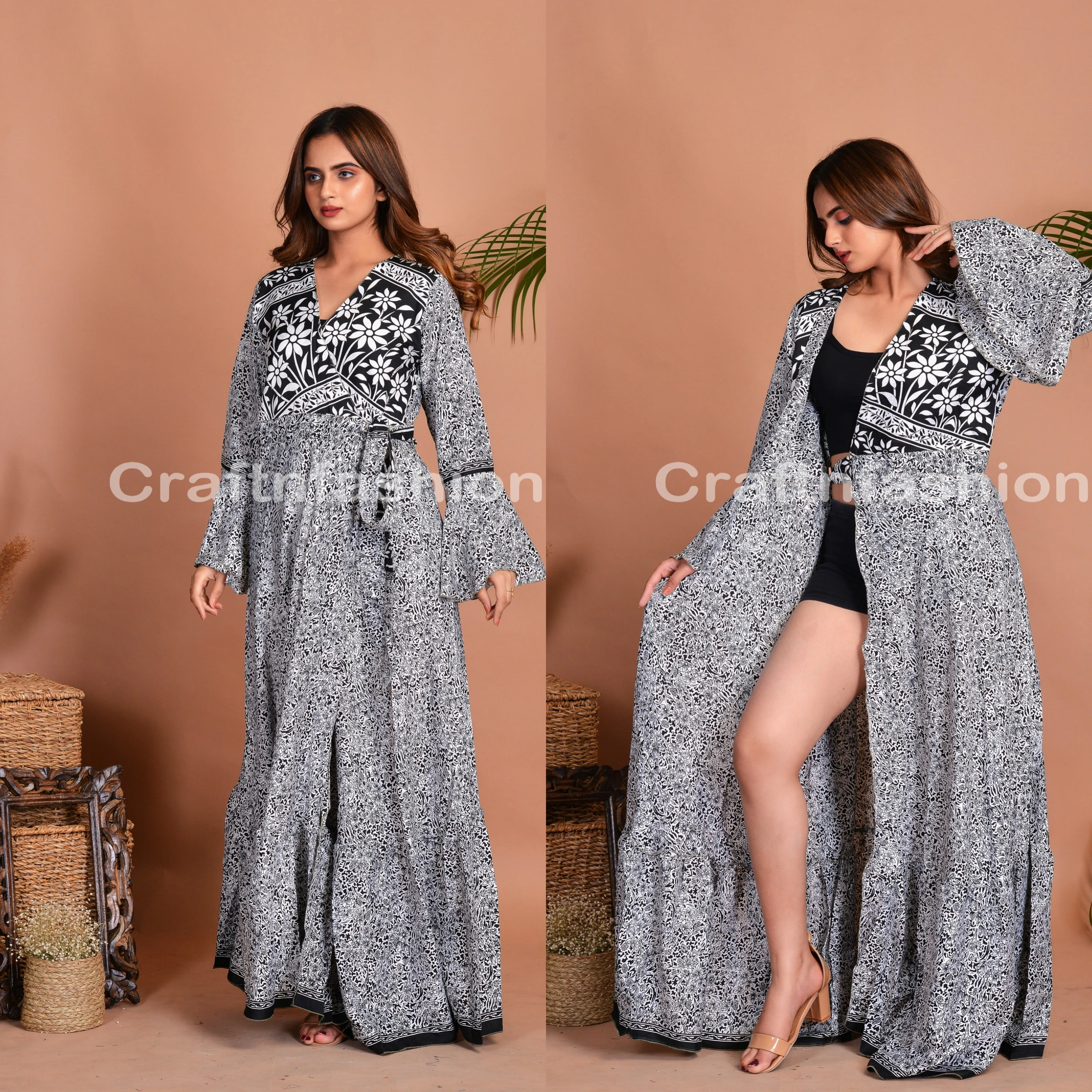 Buy Megh Craft Summer Fashion Boho Kimono Robe Beach Wear Wrap Dress Bikini Coverup Silk Kimono Robe Kimono Wrap Dress