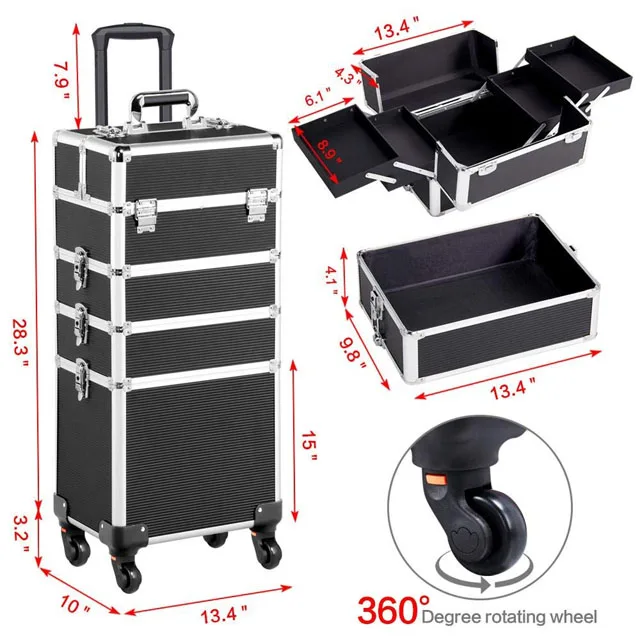 
Professional Nail Polish Organizer Large Makeup Train Case 