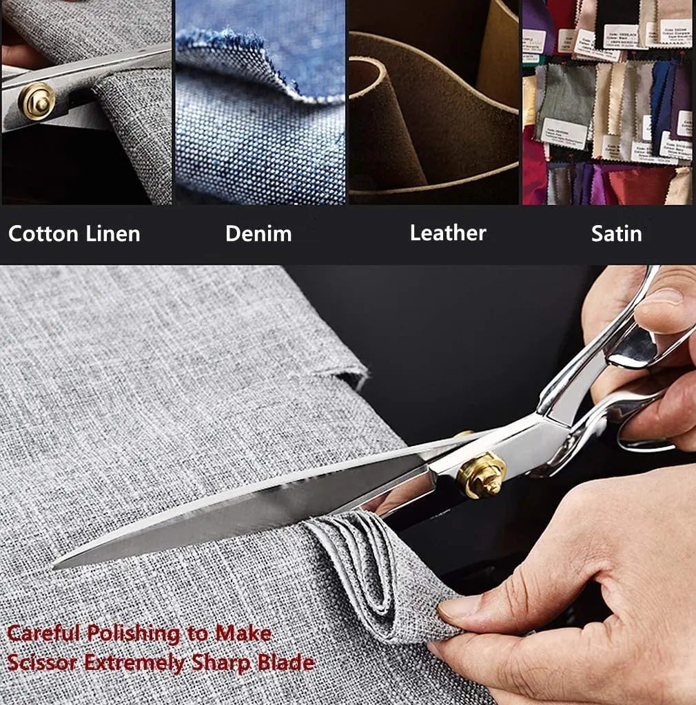 Tailor Scissors 12 inch - Professional Heavy Duty Industrial Strength Tailor Shears for Fabric Leather Sewing Best for Artists