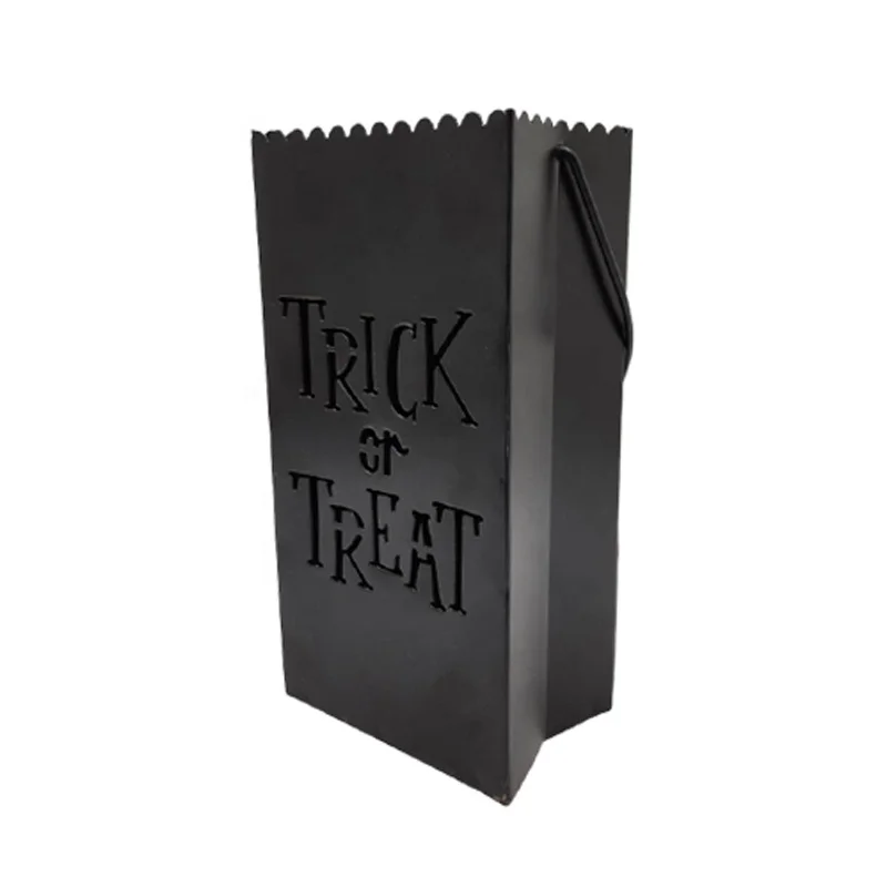 Элегантный подсвечник для Хэллоуина декоративный железный металлический трюков или лакомства матового черного цвета